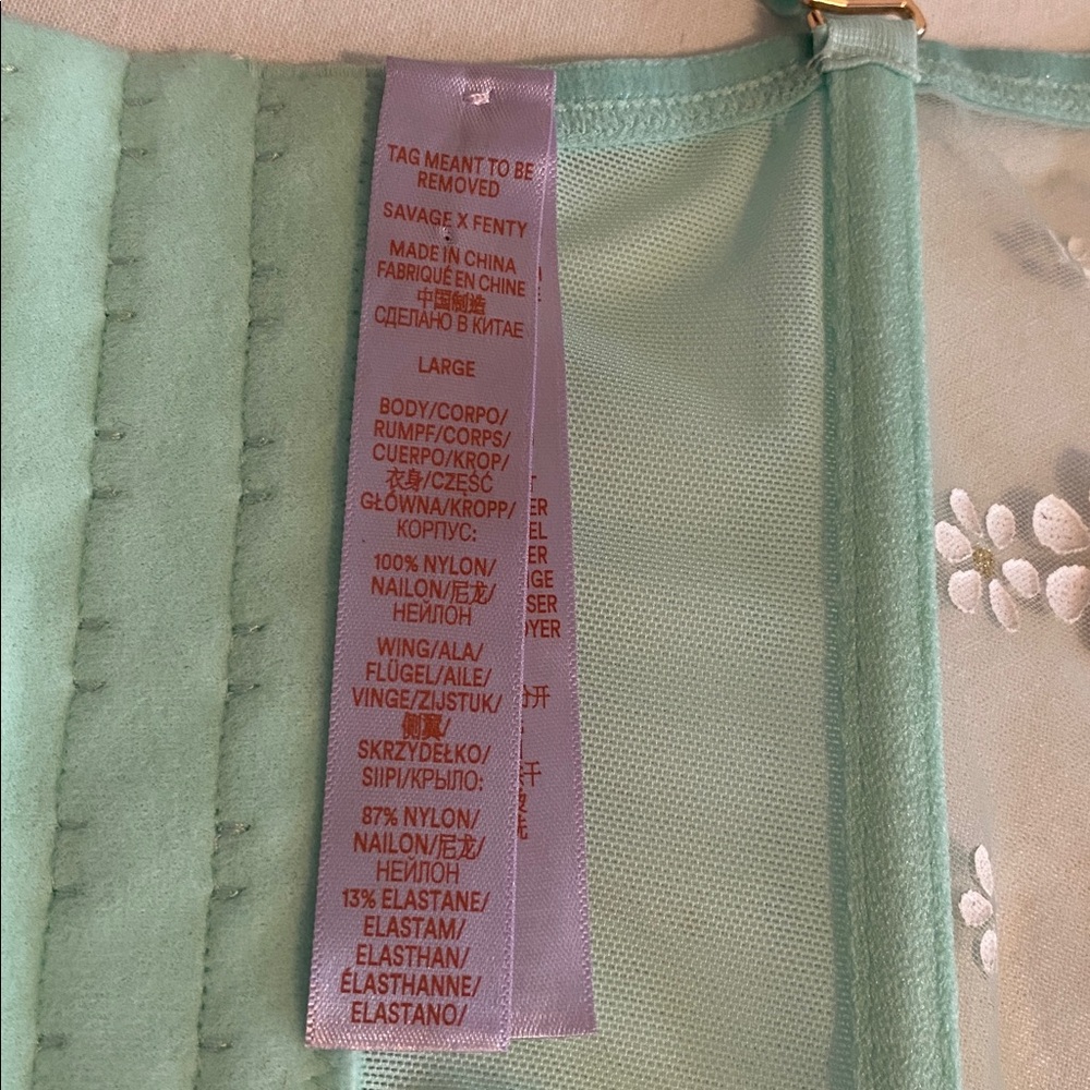Savage X Fenty Puff Daisy Unlined Bustier Mint Hint Green Size Large - Picture 7 of 16